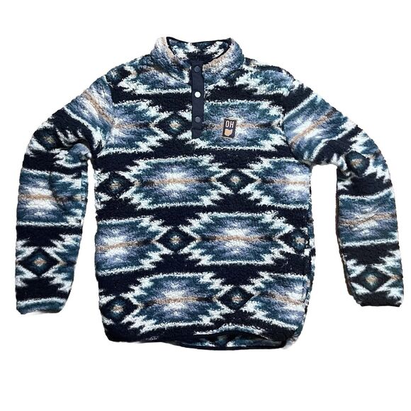 Aztec Tops - Home Free Aztec Design Pull Over Teddy Cozy OHIO Sweatshirt Sweater Size Medium